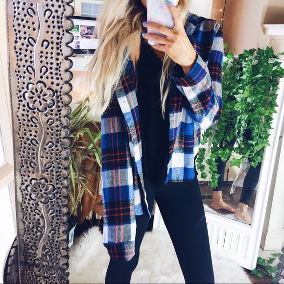 Tops - Lithuanian Boyfriend Flannel Button Down B165
